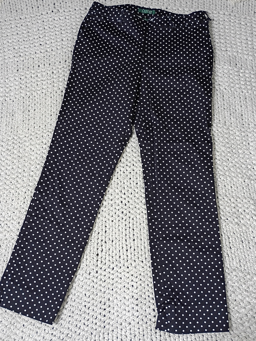 Lauren Ralph Lauren Black And White Polka Dot Straight-Leg Pants